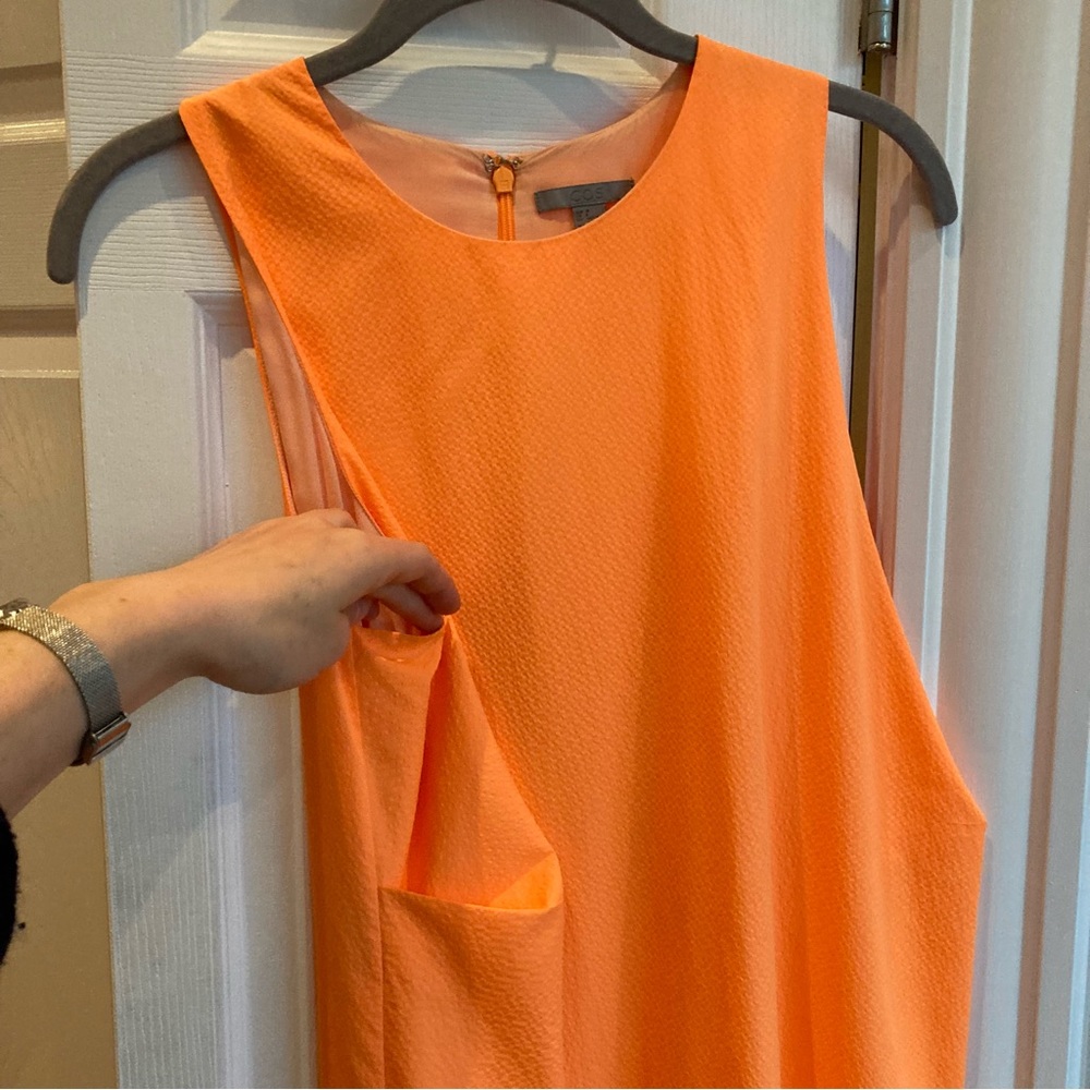 COS contemporary sheath dress in bright apricot - Picture 3 of 6